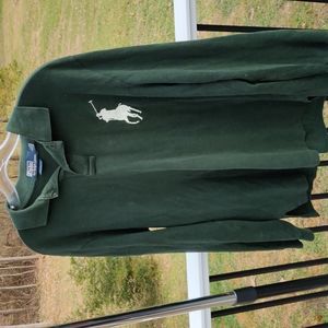 [VINTAGE] Custom Fit Polo by Ralph Lauren Long Sleeve Big Horse Logo w/ 3 Sleeve